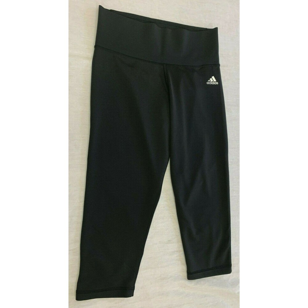 ADIDAS WOMENS ATHLETIC YOGA PULL ON CAPRIS PANTS WAIST 28 IN.